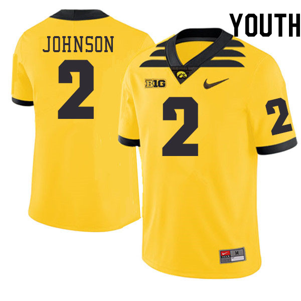 Youth #2 Kaleb Johnson Iowa Hawkeyes College Football Jerseys Stitched-Gold